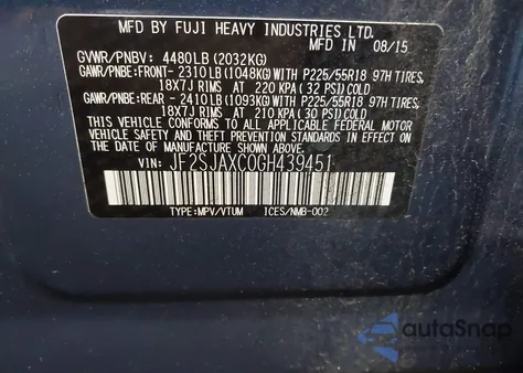 2016 Subaru Forester 2.5I Touring z USA, uszkodzony, nr VIN JF2SJAXC0GH439451